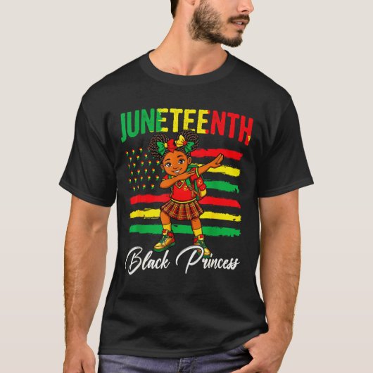 Juneteenth Afro-Mädchen dabbing schwarze Prinzessi T-Shirt (Vorderseite)