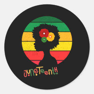 Juneteenth Afro Queen I Bin Black History Stolz Runder Aufkleber