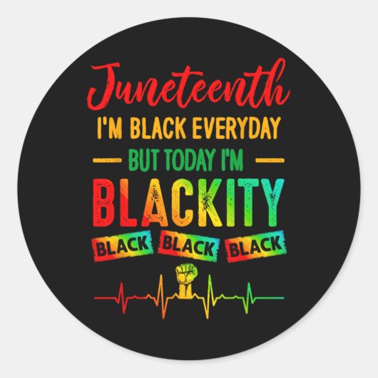 Juneteenth bin ich Black Independence Celebration Runder Aufkleber (Vorderseite)