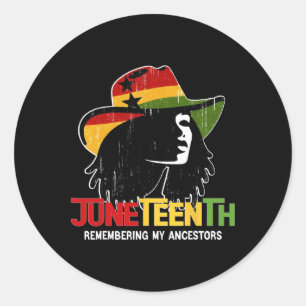 Juneteenth Black Cowgirl 1865 Ancestor Black Freed Runder Aufkleber