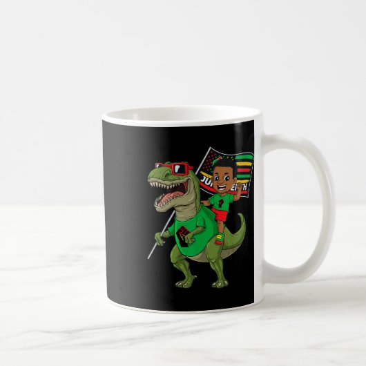 Juneteenth Black King Riding T Rex Dino Funny Boys Kaffeetasse (Rechts)