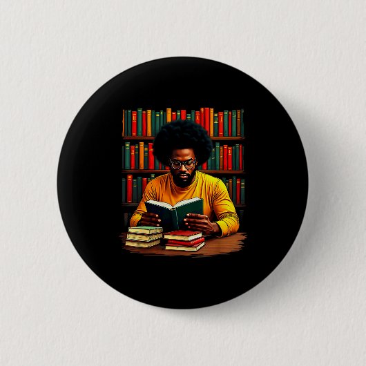 Juneteenth Black Man Reading Books Button (Vorderseite)