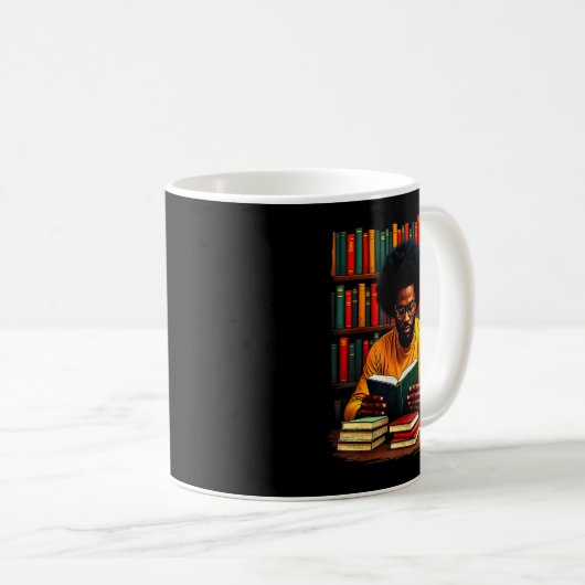 Juneteenth Black Man Reading Books Kaffeetasse (VorderseiteRechts)
