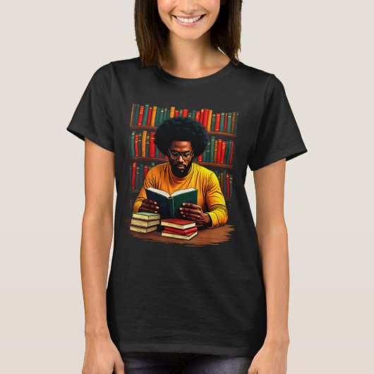 Juneteenth Black Man Reading Books T-Shirt (Vorderseite)