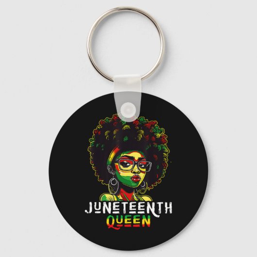 Juneteenth Black Melanin Queen Natural Afro Hair W Schlüsselanhänger (Vorderseite)