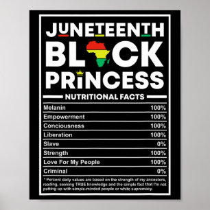 Juneteenth Black Princess Nährwertangaben Melanin  Poster