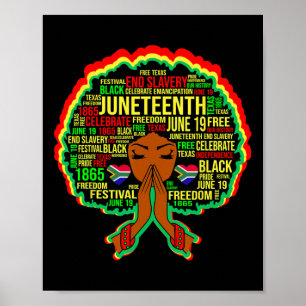 Juneteenth Black Queen Girl Magic Melanin Girl Pow Poster