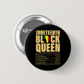 Juneteenth Black Queen Nutrition Facts Black Histo Button (Vorne & Hinten)