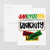 Juneteenth Blackity Black Black Funny Ankündigungspostkarte (Vorne/Hinten)