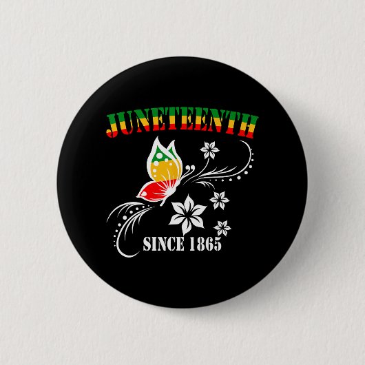 Juneteenth Butterfly Flag feiert schwarze Freiheit Button (Vorderseite)