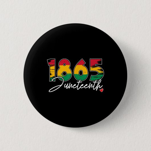 Juneteenth Celebrate Black Freedom 1865 Heart Hist Button (Vorderseite)