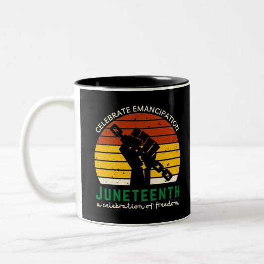 Juneteenth Celebrating Freedom Zweifarbige Tasse (Links)