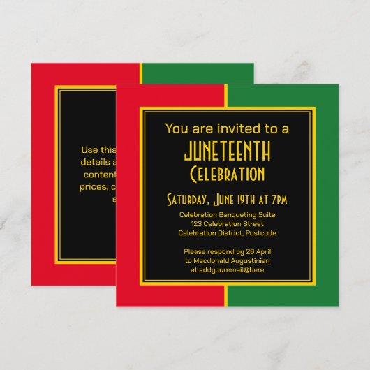 JUNETEENTH Celebration Einladung (Vorne/Hinten)