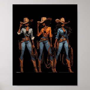 Juneteenth Cowgirl Western Rodeo Melanin Black Poster