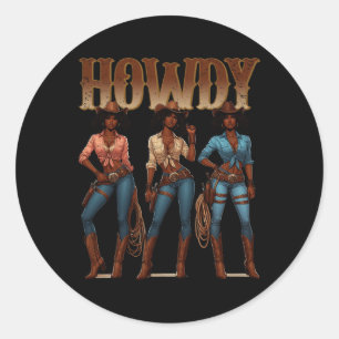Juneteenth Cowgirl Western Rodeo Melanin Geschicht Runder Aufkleber