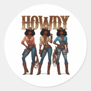 Juneteenth Cowgirl Western Rodeo Melanin History T Runder Aufkleber