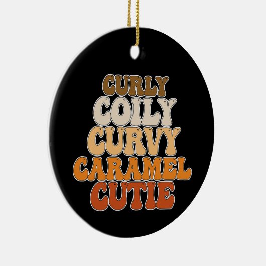 Juneteenth Curly Coily Curvy Caramel Süsse Keramik Ornament (Rechts)