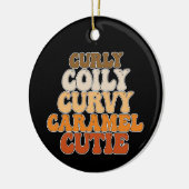 Juneteenth Curly Coily Curvy Caramel Süsse Keramik Ornament (Links)