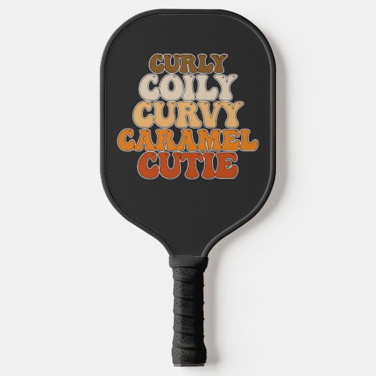 Juneteenth Curly Coily Curvy Caramel Süsse Pickleball Schläger (Vorderseite)