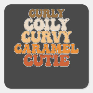 Juneteenth Curly Coily Curvy Caramel Süsse Quadratischer Aufkleber