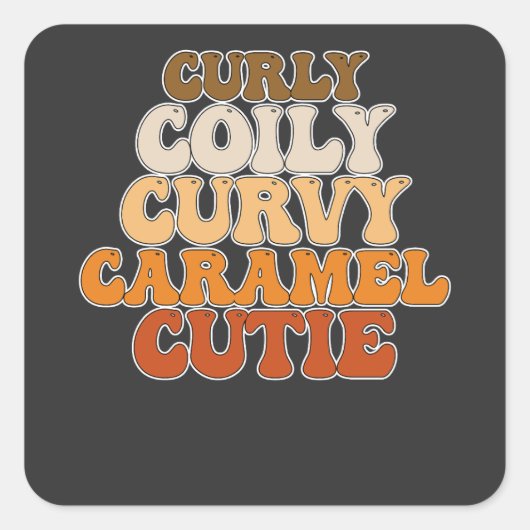Juneteenth Curly Coily Curvy Caramel Süsse Quadratischer Aufkleber (Vorderseite)