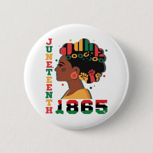 Juneteenth - Feier 1865 Schwarze Afrikanische Frau Button