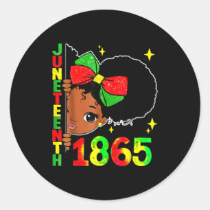 Juneteenth feiert 1865 süße schwarze Mädchen Kinde Runder Aufkleber