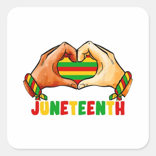 Juneteenth Heart Quadratischer Aufkleber (Vorderseite)