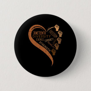 Juneteenth Herz Fäuste Schwarze Geschichte Melanin Button