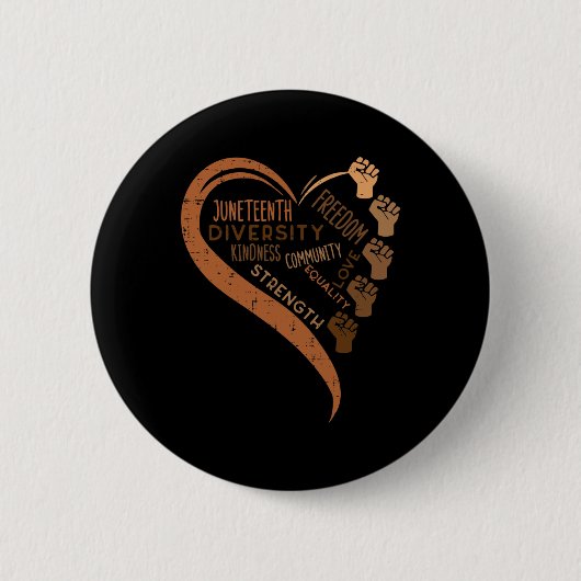 Juneteenth Herz Fäuste Schwarze Geschichte Melanin Button (Vorderseite)