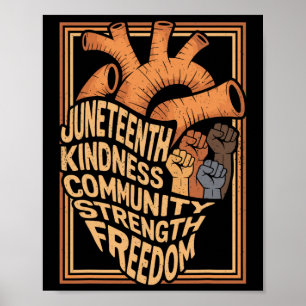 Juneteenth Herz Schwarzer Geschichtsmonat Afrikani Poster