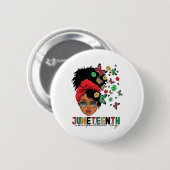 Juneteenth History Freedom Butterfly Melanie Black Button (Vorne & Hinten)