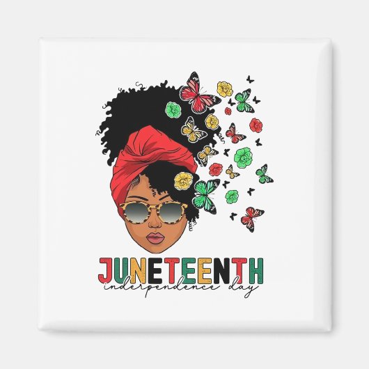 Juneteenth History Freedom Butterfly Melanie Black Magnet (Vorne)
