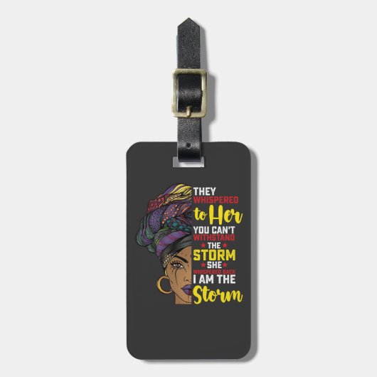 Juneteenth I bin der Sturm Melanin Black Girl Gepäckanhänger (Vorderseite vertikal)