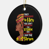 Juneteenth I bin der Sturm Melanin Black Girl Keramik Ornament (Links)