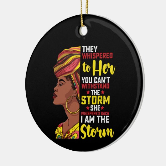 Juneteenth I bin der Sturm Melanin Black Girl Keramik Ornament (Links)