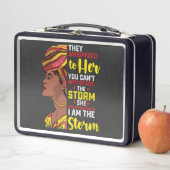 Juneteenth I bin der Sturm Melanin Black Girl Metall Brotdose (Beispiel)