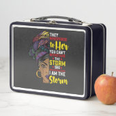 Juneteenth I bin der Sturm Melanin Black Girl Metall Brotdose (Beispiel)