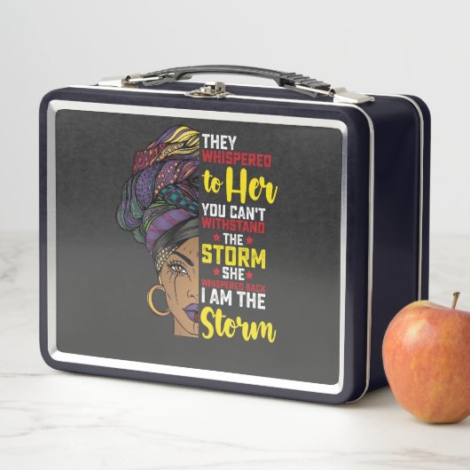 Juneteenth I bin der Sturm Melanin Black Girl Metall Brotdose (Beispiel)