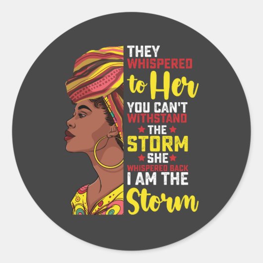 Juneteenth I bin der Sturm Melanin Black Girl Runder Aufkleber (Vorderseite)
