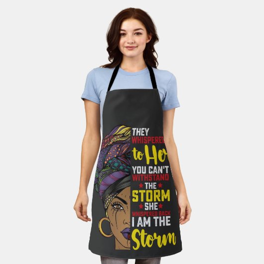Juneteenth I bin der Sturm Melanin Black Girl Schürze (Getragen)