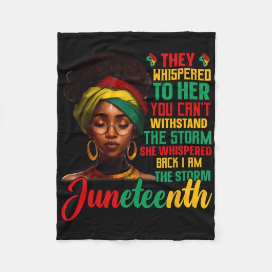 Juneteenth Ich bin der Sturm Schwarze Frauen Schwa Fleecedecke (Vorderseite)