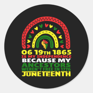 Juneteenth ist mein Unabhängigkeitstag rosa schwar Runder Aufkleber