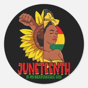 Juneteenth ist mein Unabhängigkeitstag Schwarze Fr Runder Aufkleber