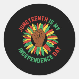 Juneteenth ist mein Unabhängigkeitstag Schwarzgesc Runder Aufkleber