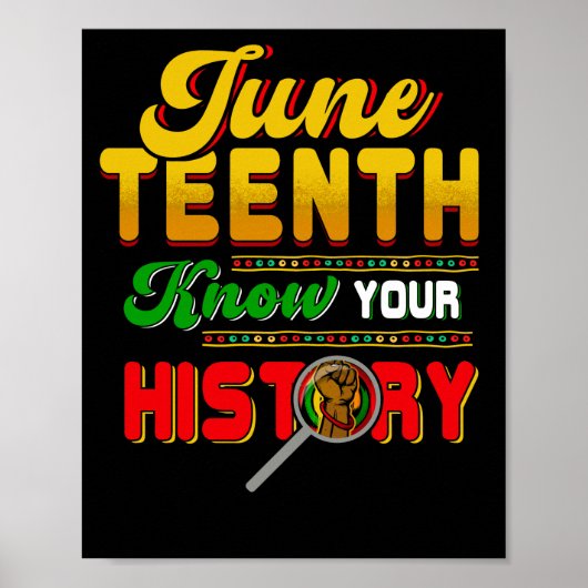 Juneteenth Know Your History Black Pride 1865 Poster (Vorne)