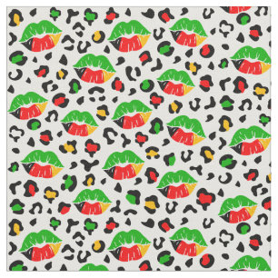 Juneteenth Lips Kisses Leopard Spots Muster Stoff