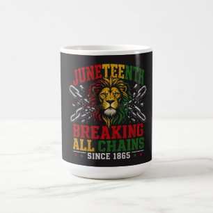 Juneteenth Löwe Freiheit: Kettenbrechen seit 1865 Kaffeetasse