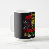 Juneteenth Löwe Freiheit: Kettenbrechen seit 1865 Kaffeetasse (Vorderseite Links)