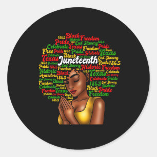 Juneteenth Melanin Black Women Natural Hair Afro W Runder Aufkleber